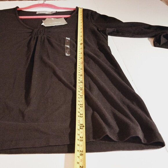 LIZ Claiborne  Blouse  Black V Neck 3/4 Sleeve Pull Over - Picture 8 of 9